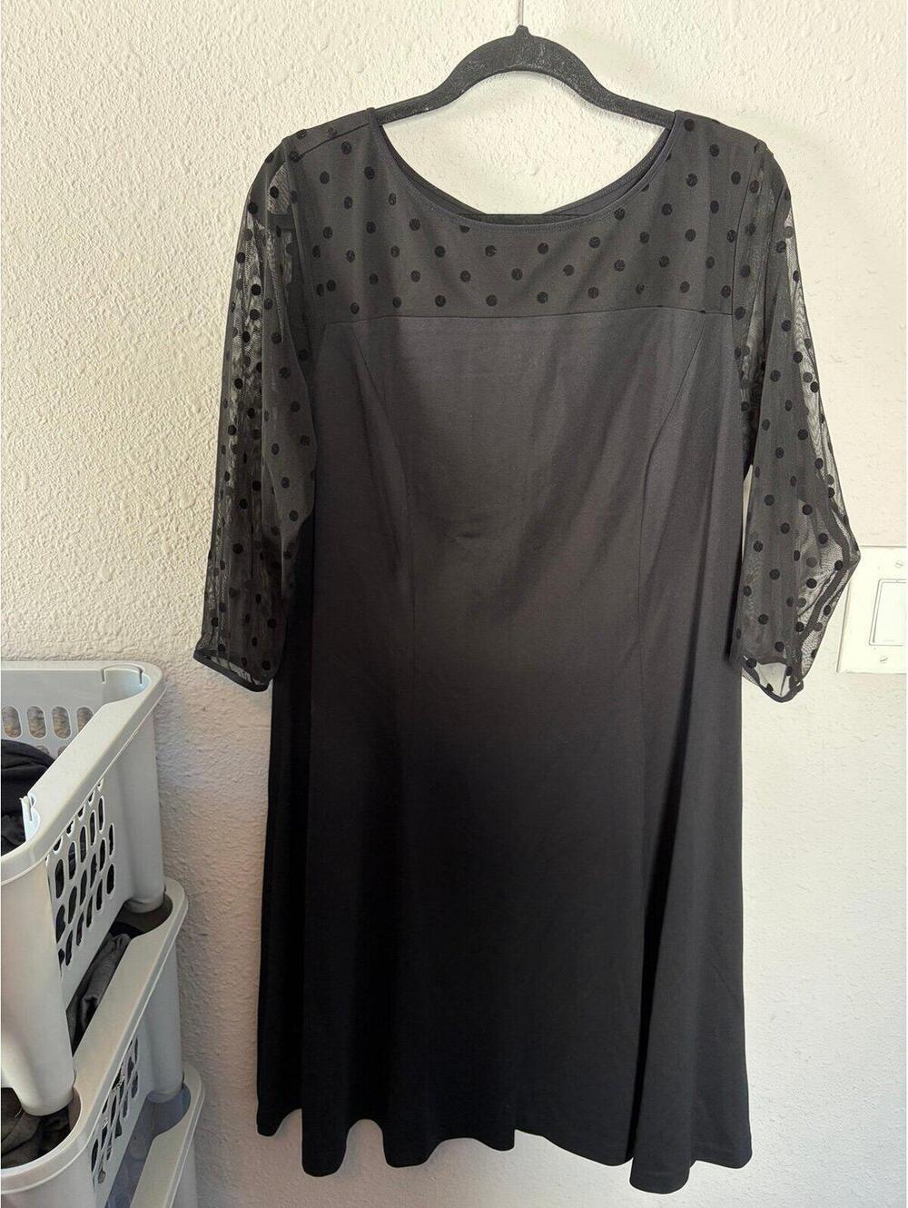 NWT Talbots Black Dress with Polka Dot Sleeves size 14W. $149 retail